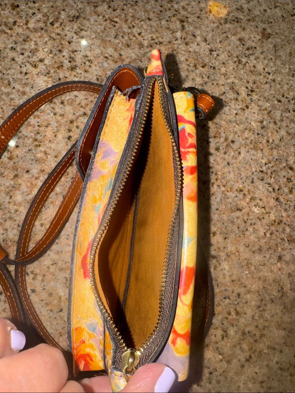 Patricia Nash Floral Yellow Crossbody Phone Bag - Picture 6 of 10